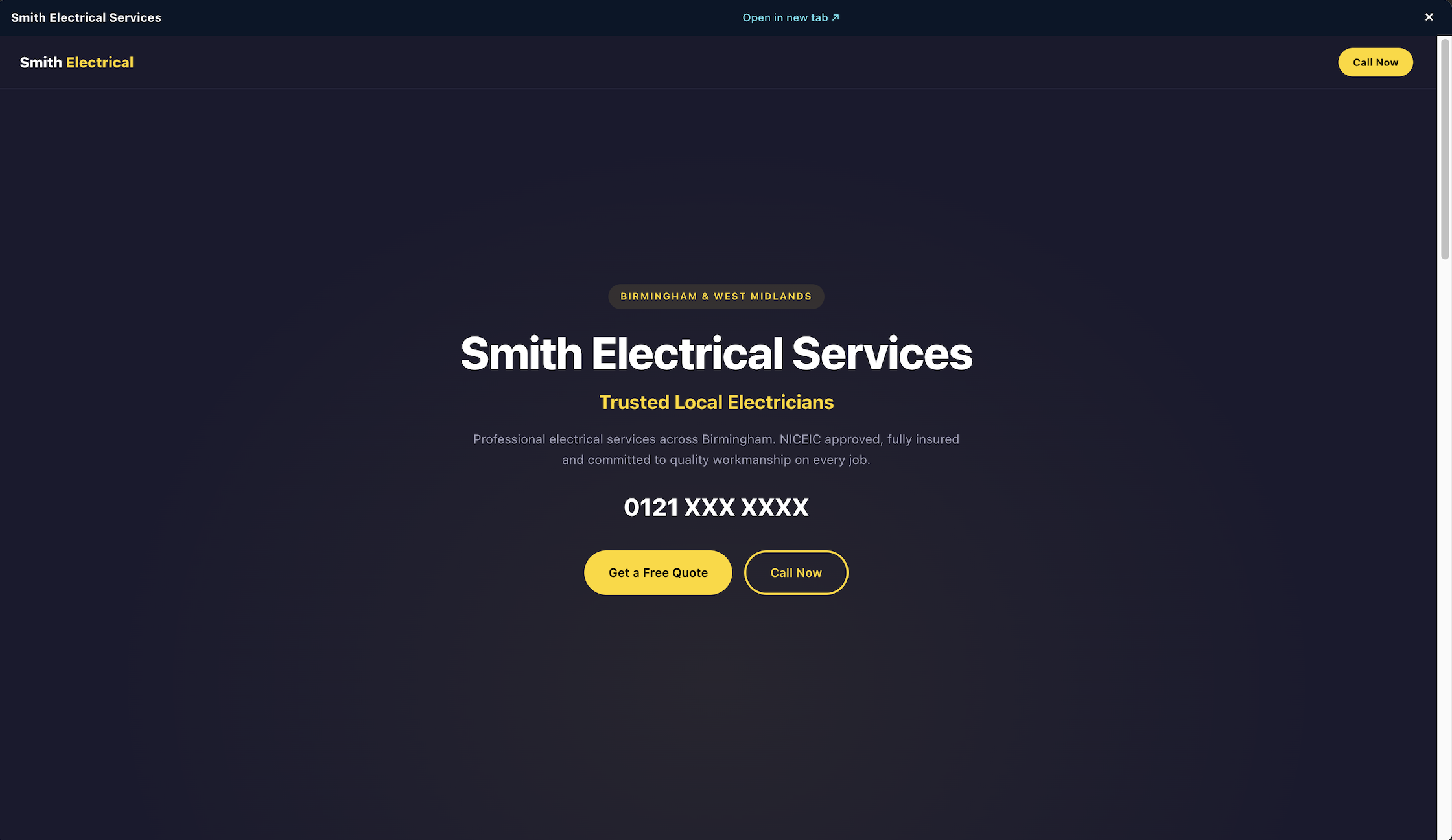 Brighton Electrical Services website preview
