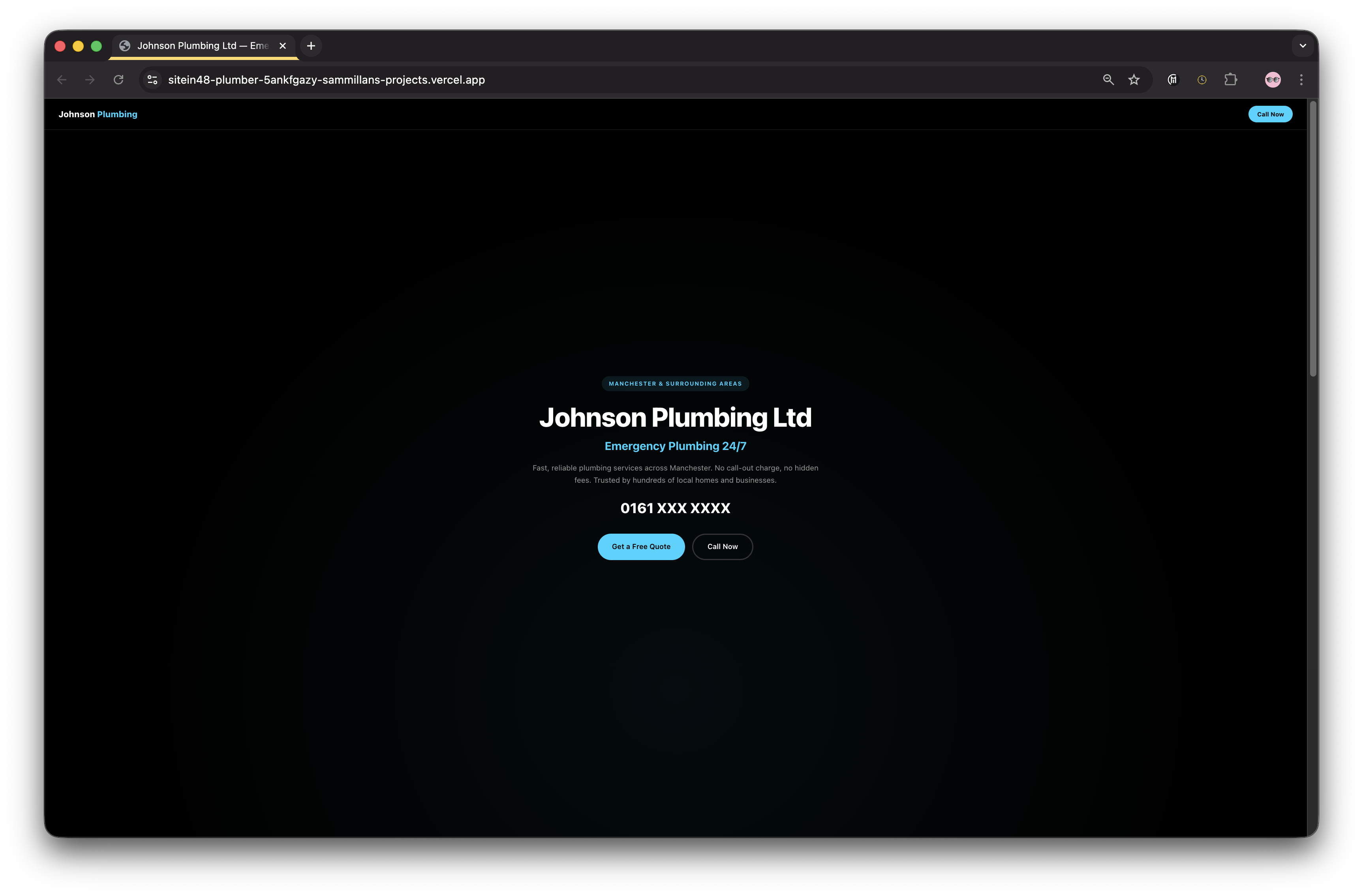 Johnson Plumbing Ltd website preview